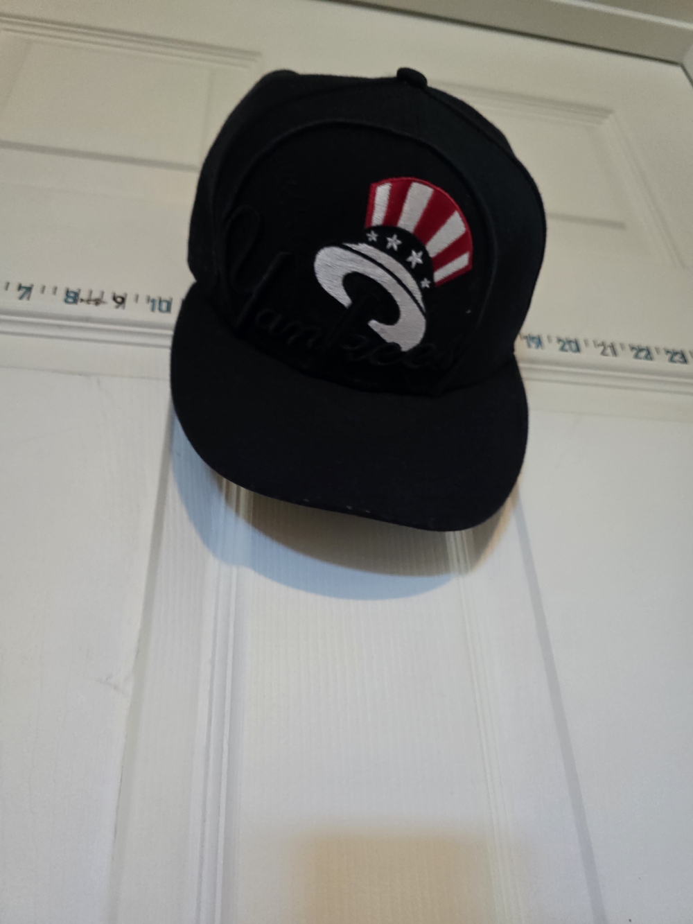 New Era Black Baseball Cap with Red, White Patriotic Patch